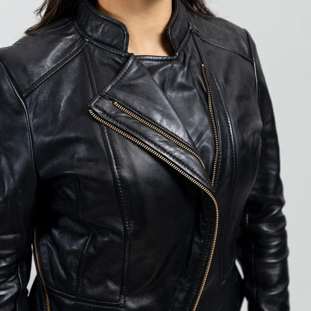 Zoey Womens Fashion Leather Jacket - Picture 3 of 8